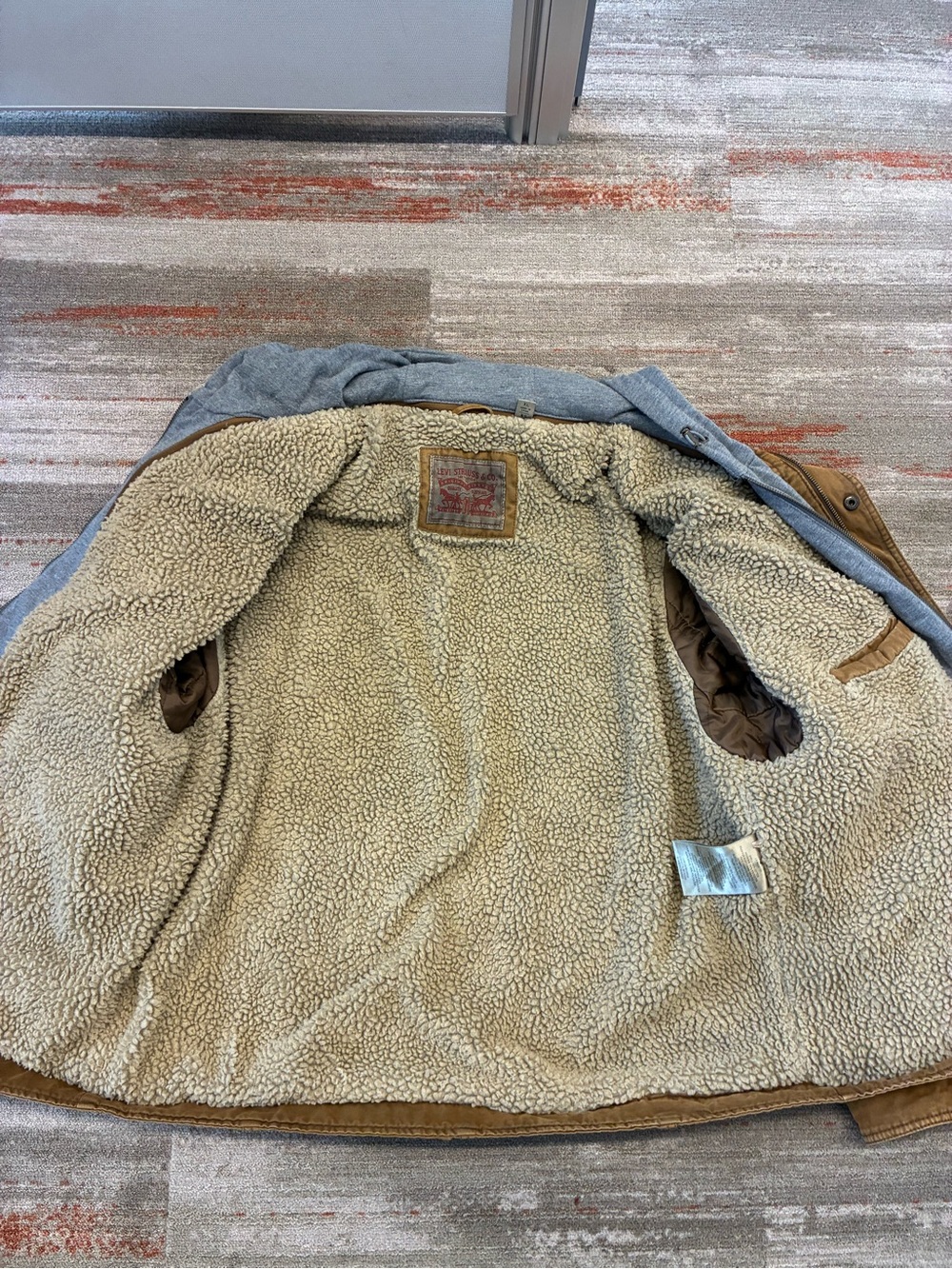 Levi's Tan Canvas Hooded Field Jacket with Gray Hoodie Layer - Picture 4 of 8